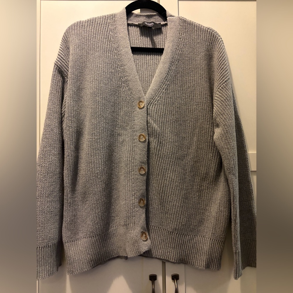 Hudson gray cotton button up cardigan sweater size large